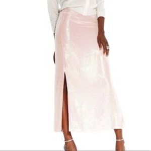 NWT Macys FASHION WEEK Pink Sparkly 2 Slit Maxi Skirt